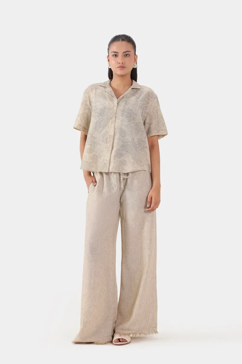 Sand Paisley Two-Piece Co-ord Set — Front
