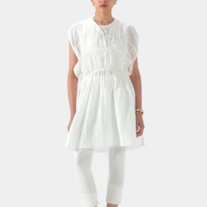 Ivory Tie-Front Relaxed Tunic — front