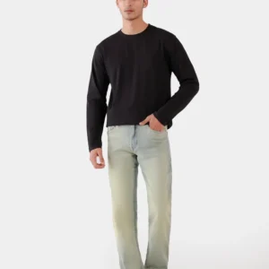 Sage Light-Wash Straight Jeans — front