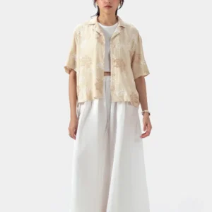 Sand Floral Camp-Collar Shirt — front