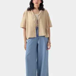 Beige Dotted Relaxed Shirt — front